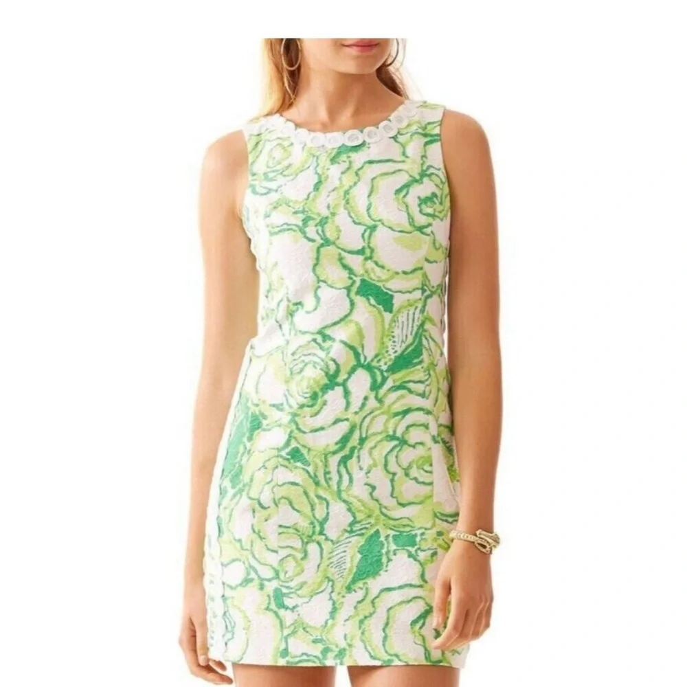 Lilly Pulitzer Mila Resort White Heart Breaker Shift Dress 00 100% Cotton Floral - Picture 2 of 9